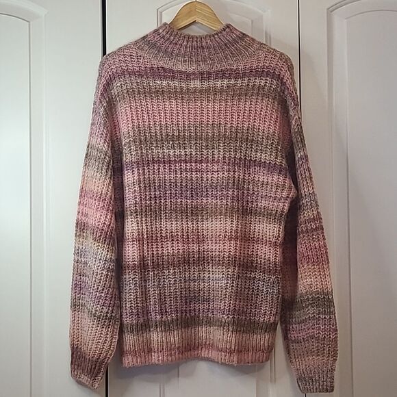 Nordstrom Signature Open Stitch Mock Neck Sweater Rustic Pink Multi Size L & XL - Picture 4 of 16